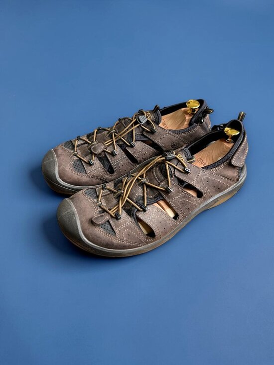 Ecco Mens Sz 11 Leather Sandals Brown Hiking Slides Sport Shoes Closed Toe main image 9